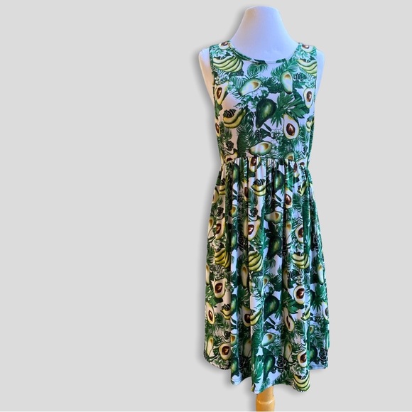 Bouncy Avocado Stretchy Spandex Dress MEDIUM Drop Waist Sleeveless Maternity - Picture 5 of 8